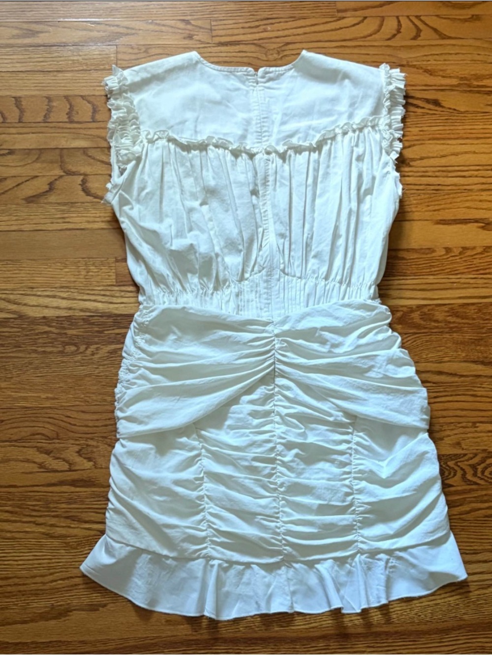 Isabel Marant White Ruched Ruffle Mini Dress - Women - Picture 2 of 4